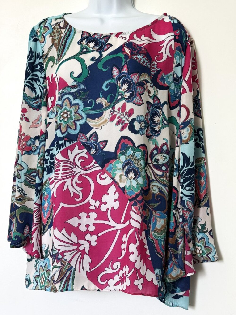 Chico's women's blouse floral multicolor long sleeve size XL